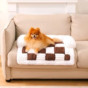 Pet Couch Covers Furniture Protector, Bed Mat, Washable Brown and White NEW